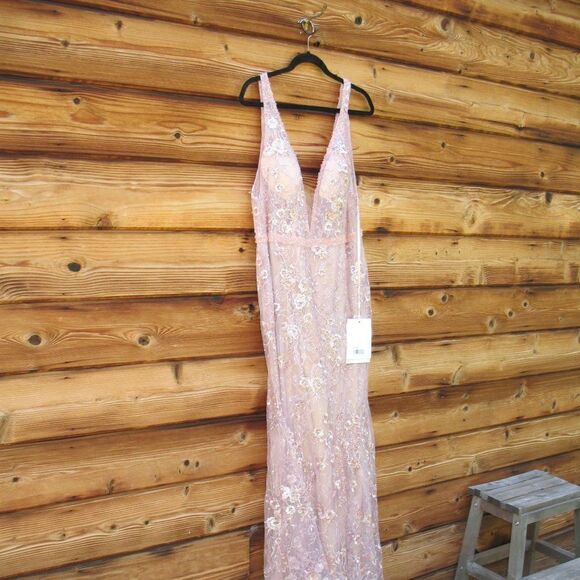 Mac Duggal 67481 Womens Floral Embellished Sleeveless Plunge Neck Gown Dress - Picture 11 of 15